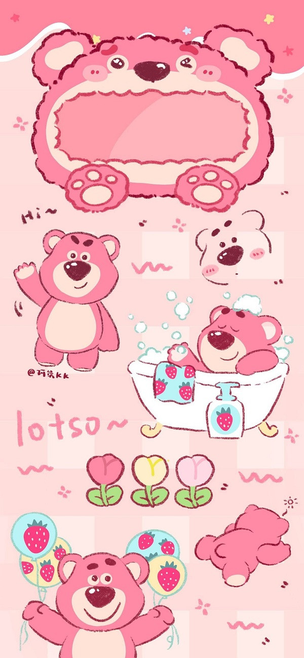 Gấu dâu chibi với trái dâu siêu to siêu cute