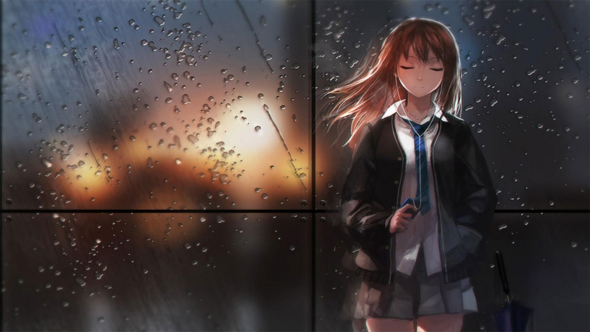 Anime buồn dưới mưa 3