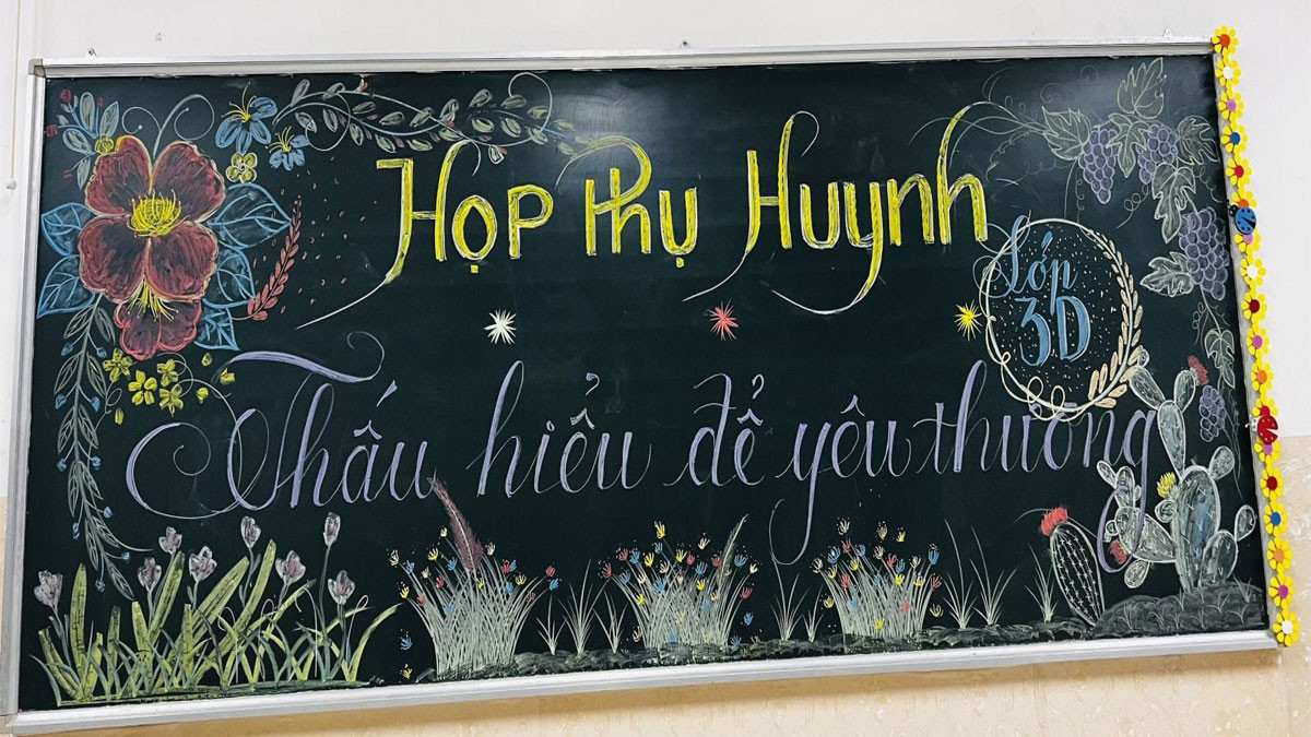 Bảng họp sử dụng các hình ảnh từ hoạt động học tập của học sinh