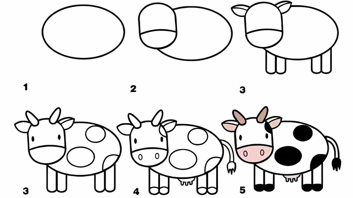 Cách Vẽ Hình Cute Con Bò