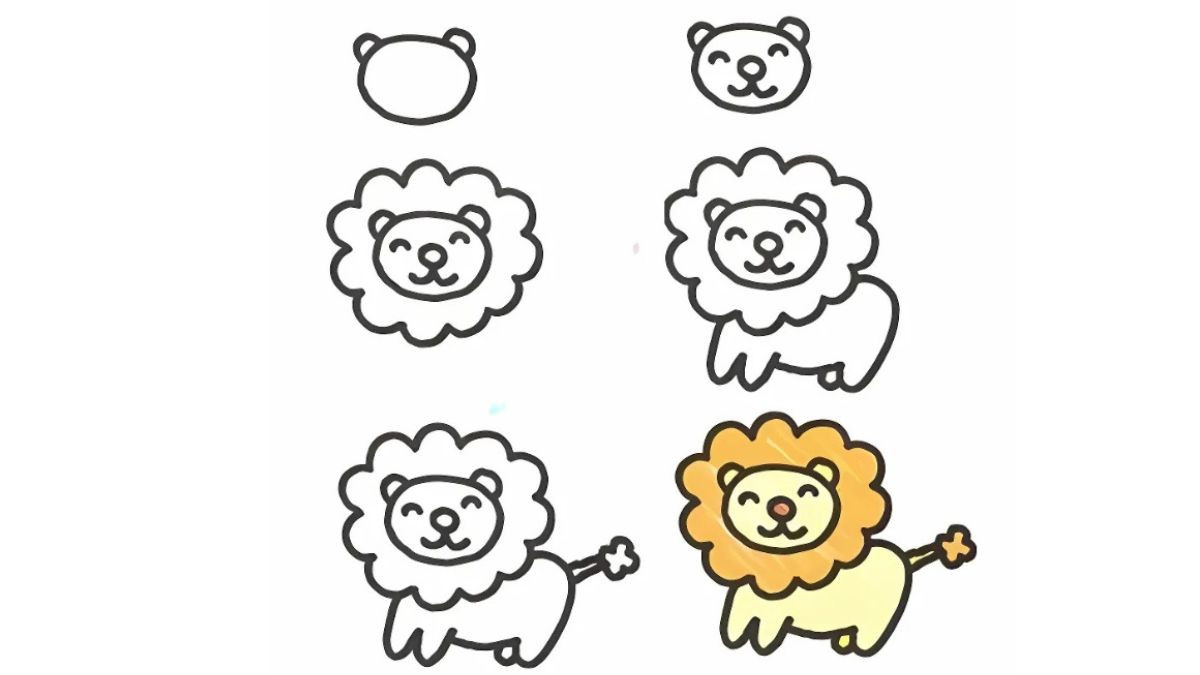 Cách Vẽ Hình Cute Con Sư Tử