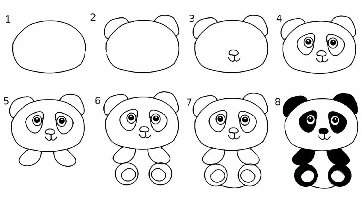 Cách Vẽ Hình Cute Gấu Trúc