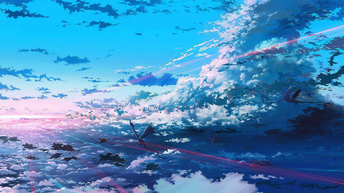 Cảnh đẹp bầu trời trong anime buồn