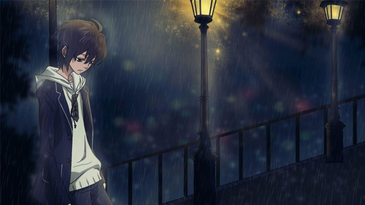 Chàng trai anime dưới mưa
