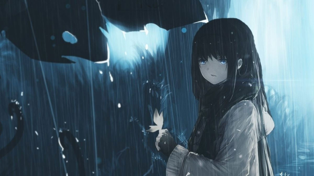 Hình ảnh anime buồn dưới mưa