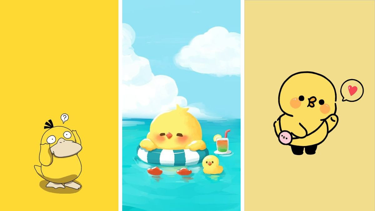 Hình nền điện thoại cute chú vịt vàng