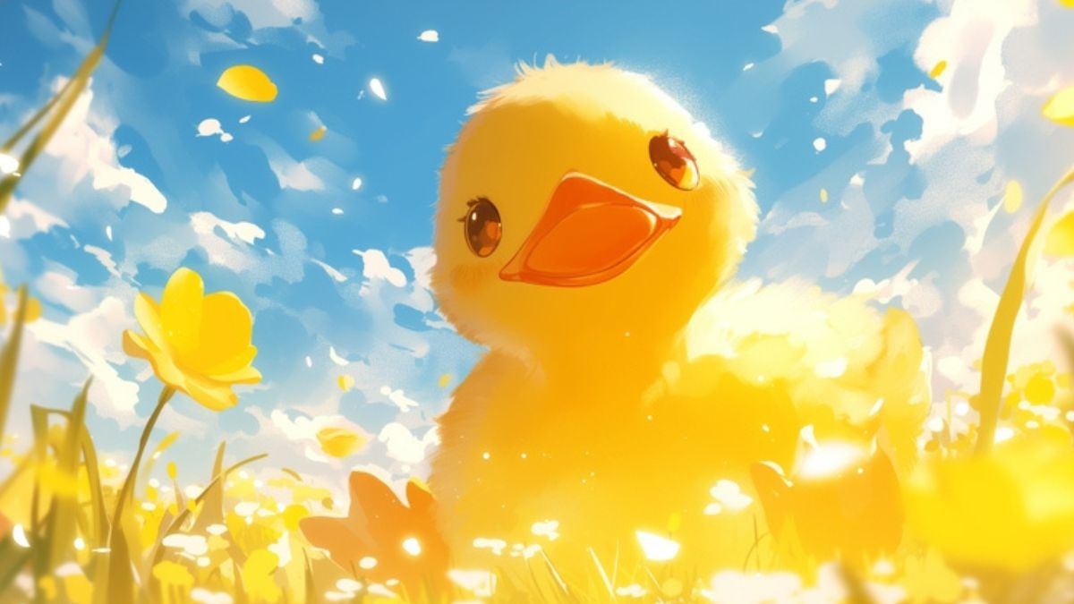 Hình nền điện thoại cute chú vịt vàng