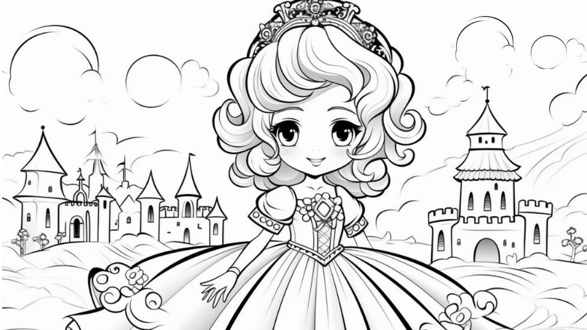 Hình tô màu công chúa chibi thú vị