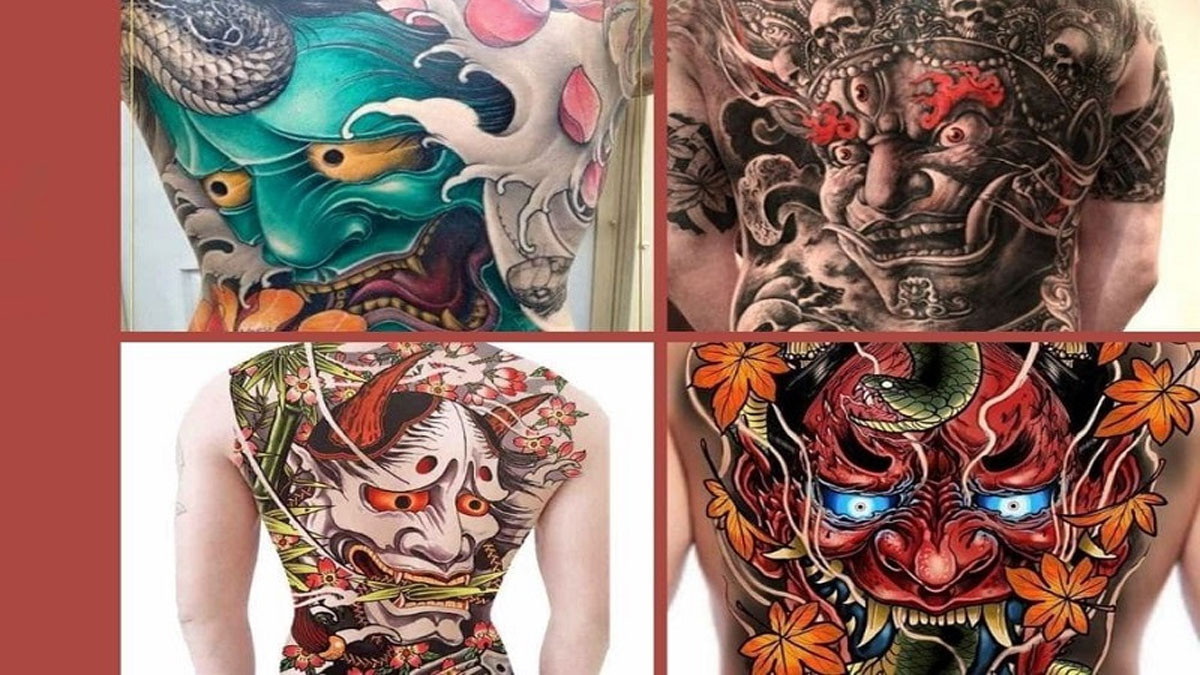 Hình xăm full lưng mặt quỷ Nhật