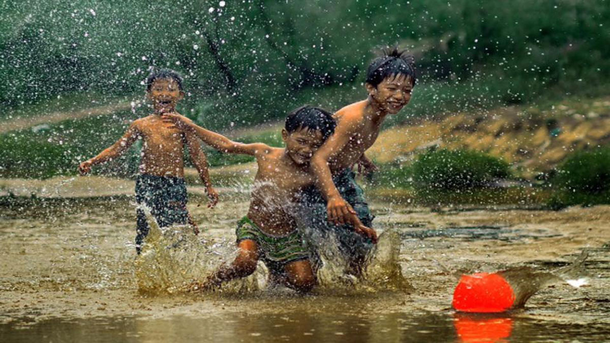 Trẻ thơ giữa đồng ruộng